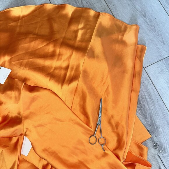 Show Me Your Mumu Sarah Tangerine Fluid Satin Midi Dress Women's X-Small XS - Picture 6 of 8